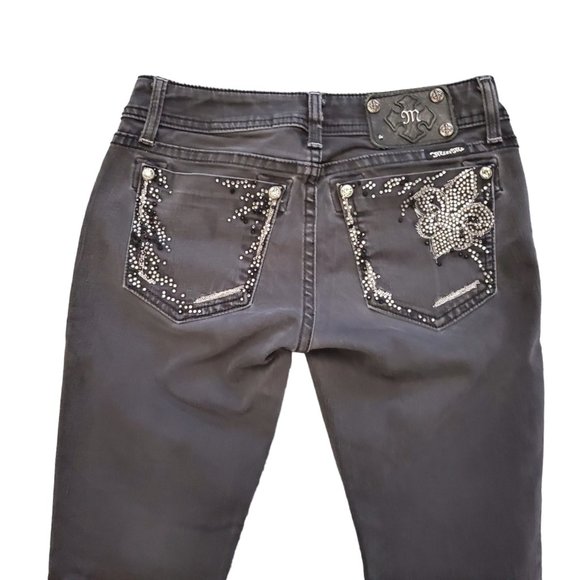 Miss Me JE5764GR Skinny 26 (M 26x30 7" Low Rise) Black *Missing Button* Jeans A9 - Picture 6 of 13